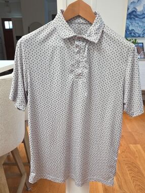 Swannies Golf Men's Light Gray Printed Design Short Sleeve Polo Shirt (M)